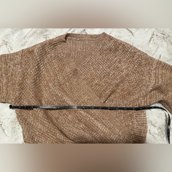 SHEIN Brown Knit Faux Wrap V Neck Chunky Sweater - Picture 2 of 7